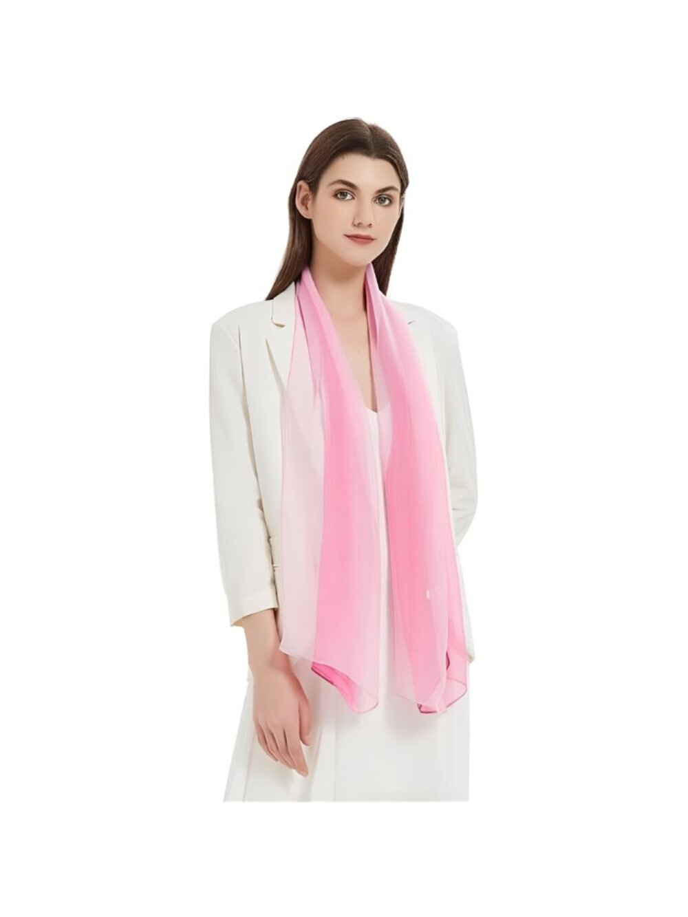 Long Chiffon Sheer Scarf Gradient Shaded Colors Lightweight Scarf For Womens - Picture 5 of 7